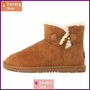 Women's Mini Bailey Button Snow Boots, Suede Leather, Faux Fur Lined